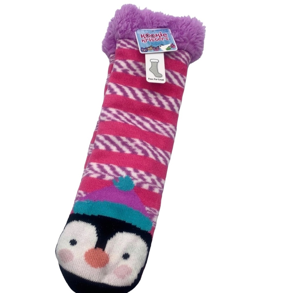 Penguin Cozy Kookie Kritters Slipper Socks Toddler Girls Size 4-10